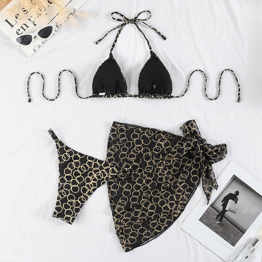 PRINTED PUSH-UP SEXY BIKINI THREE-PIECE SWIMSUIT_CWMW0727