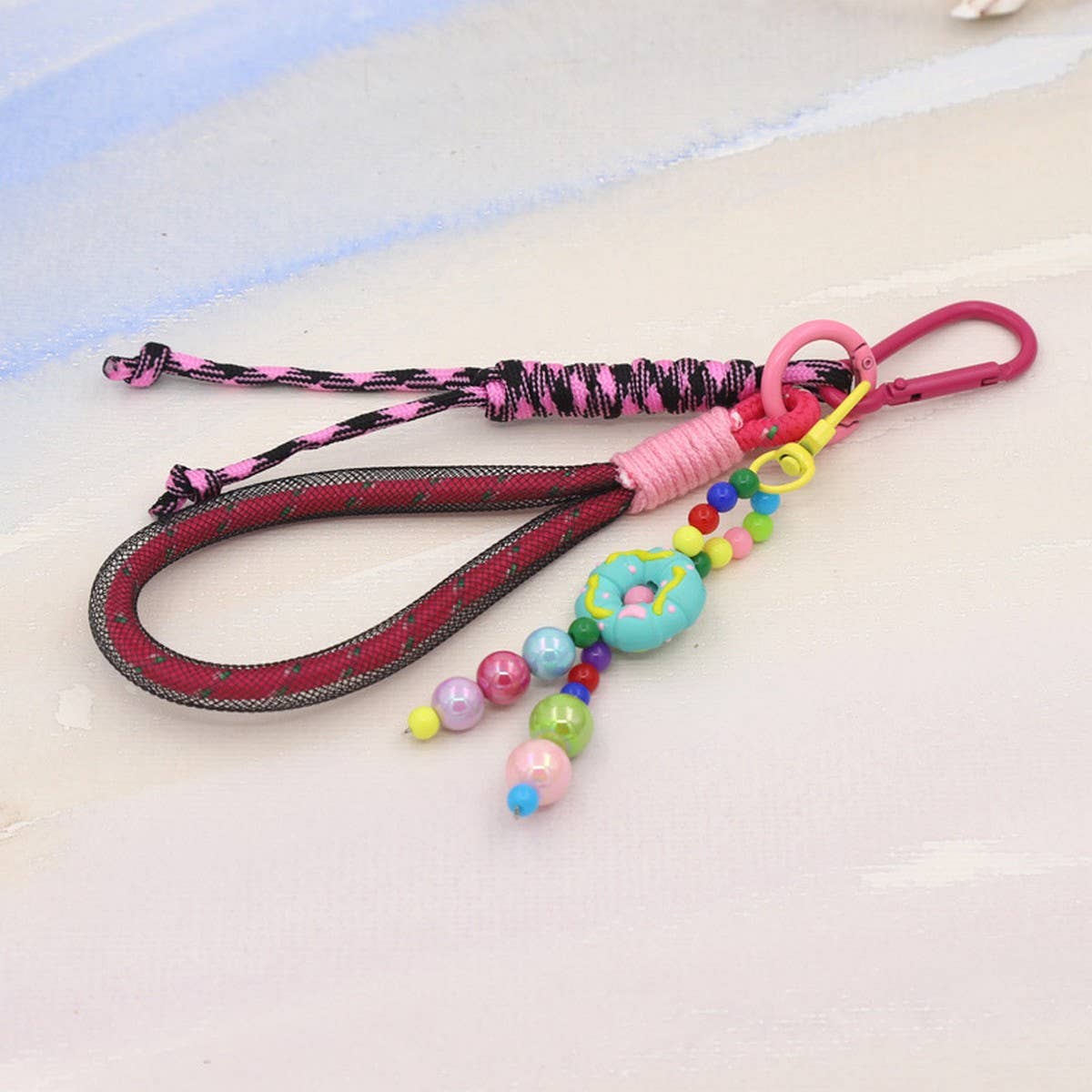 HAND-WOVEN LANYARD CUTE BEADED KEYCHAIN