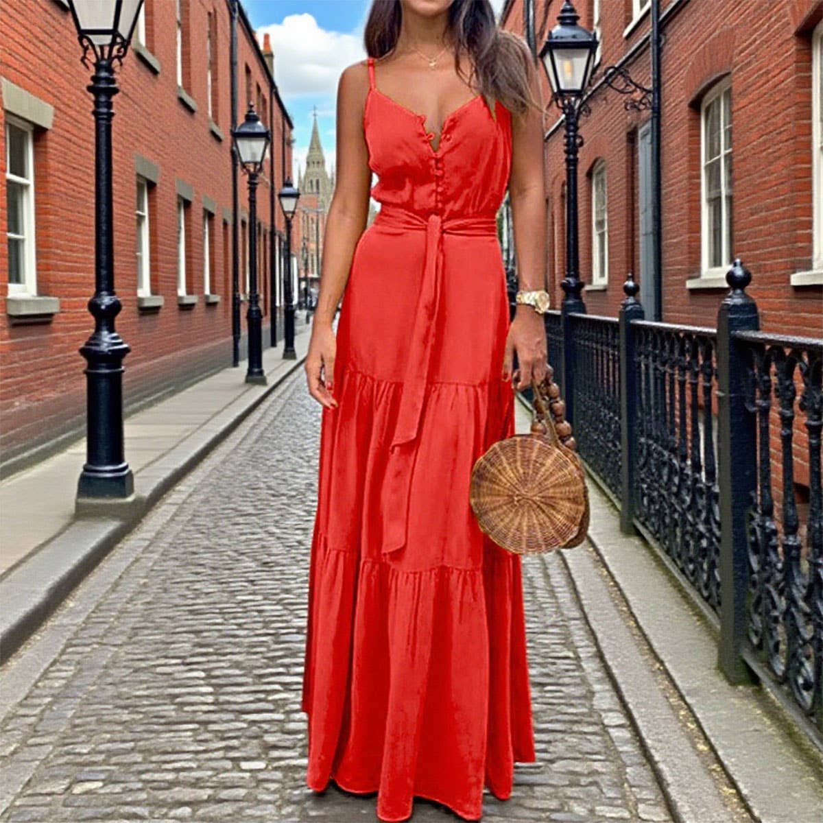 Fashionable and elegant halter long dress