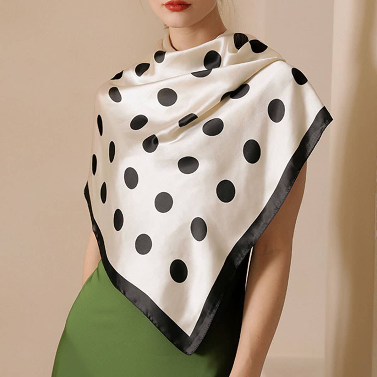 Women’s 35" Polka Dot Silky Wrap Neck Scarf