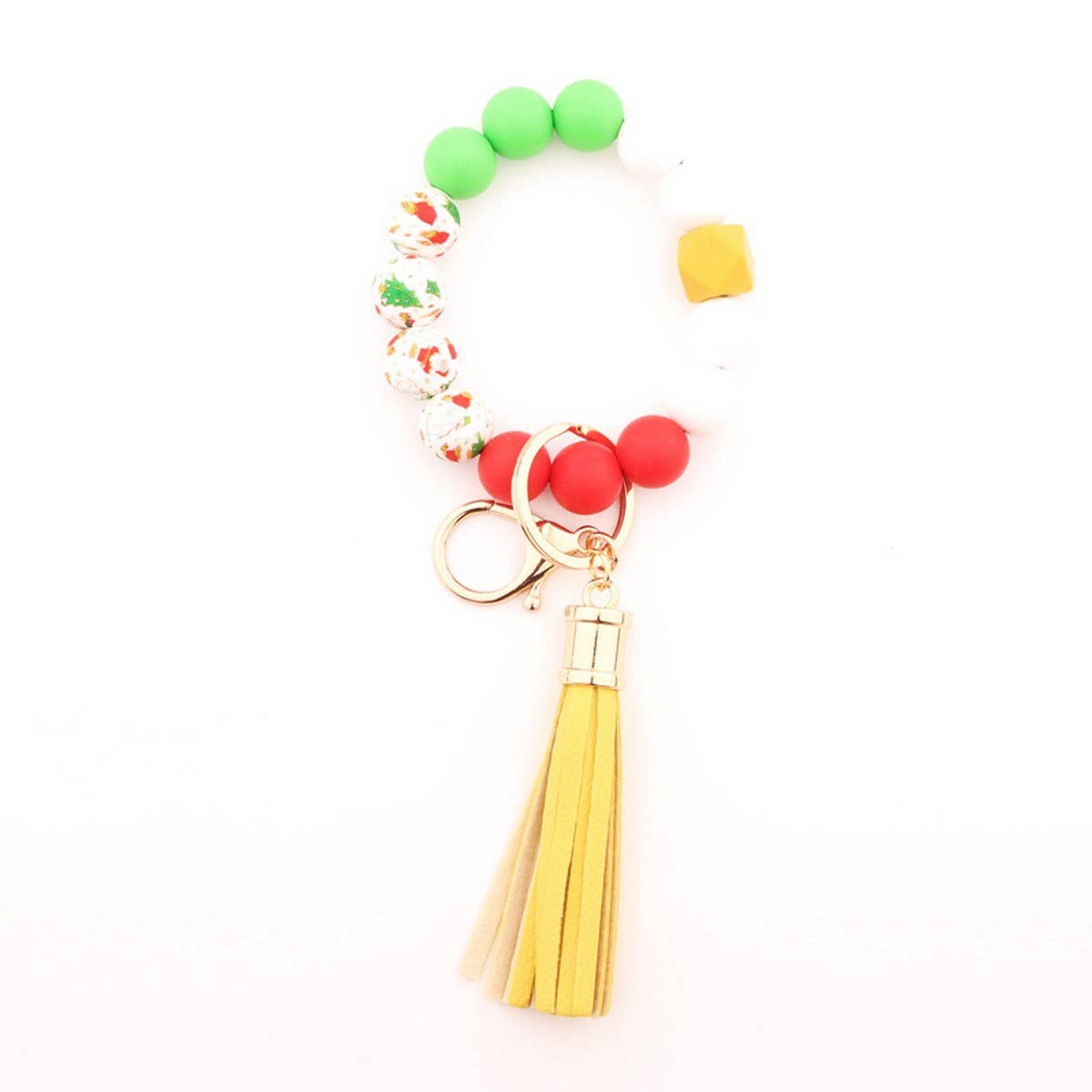 Christmas Silicone Bead Bracelet Keychain Gift