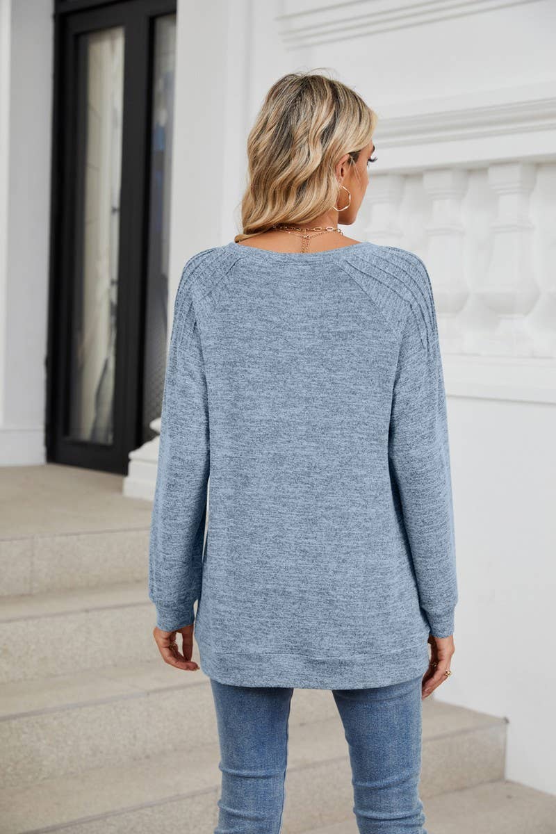 CWTBLL1863_SOLID COLOR ROUND NECK LOOSE LONG SLEEVE TOP