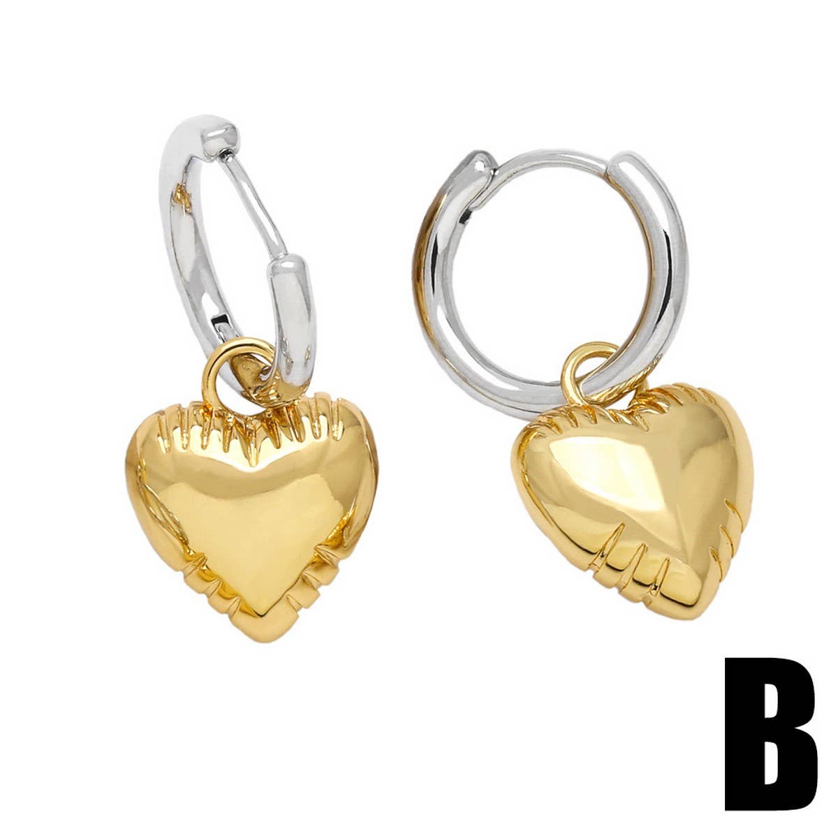 GOLD PLATED HEART-SHAPED PENDANT EARRINGS