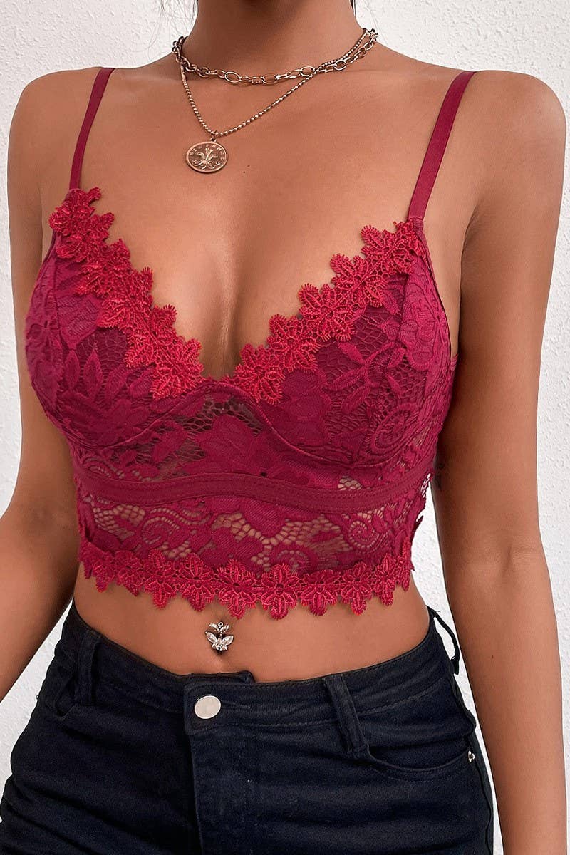 CWTTK0400_DEEP V-NECK  LACE SEXY TANK TOP