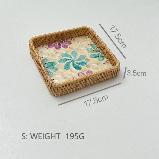 RATTAN COLORFUL SHELL CREATIVE HANDMADE FRUIT PLATE_CWMM4417