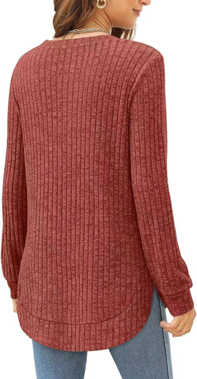 CWTTL1243_Crew Neck Pullover Casual Long Sleeve Top