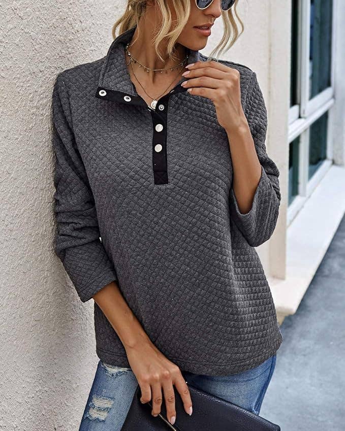 COLOR CONTRAST POCKET LAPEL PULLOVER HOODIE