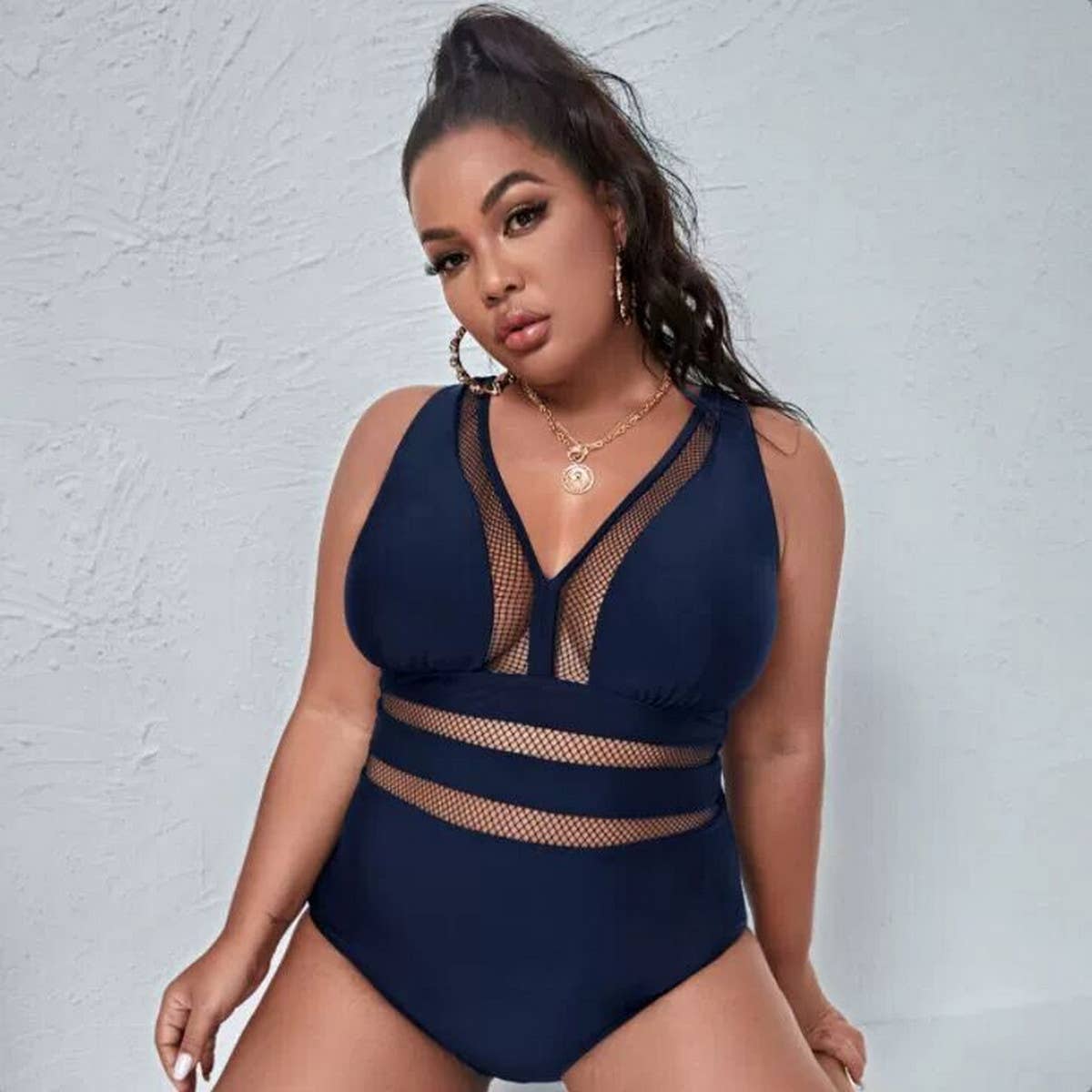 PLUS SIZE PRINTED PATCHWORK BIKINI SWIMSUIT_CWMW0205