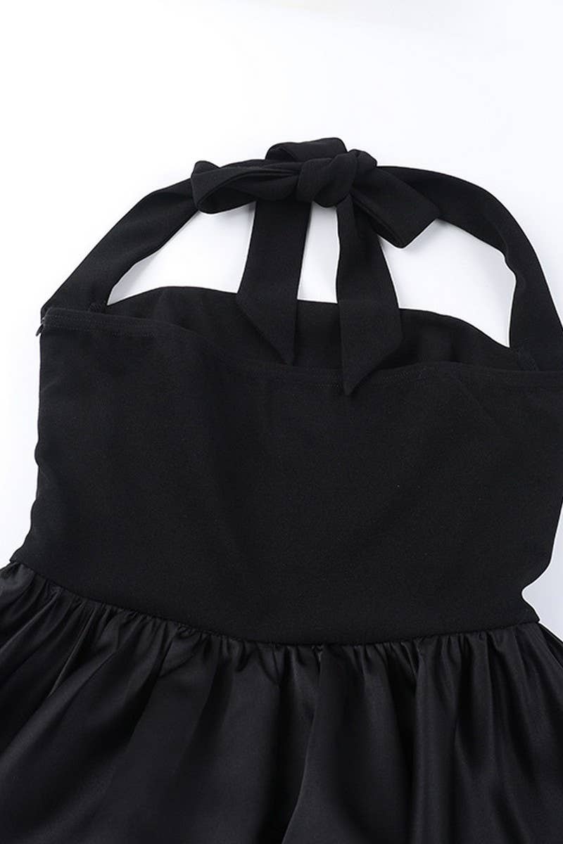 CWDHL0788_HALTER NECK BUBBLE HEM BODYCON MINI DRESS