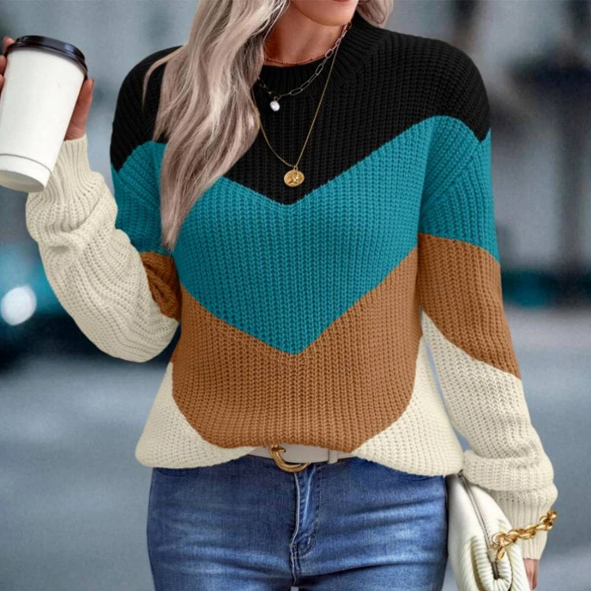 CREW-NECK PULLOVER STRIPED CASUAL SWEATER