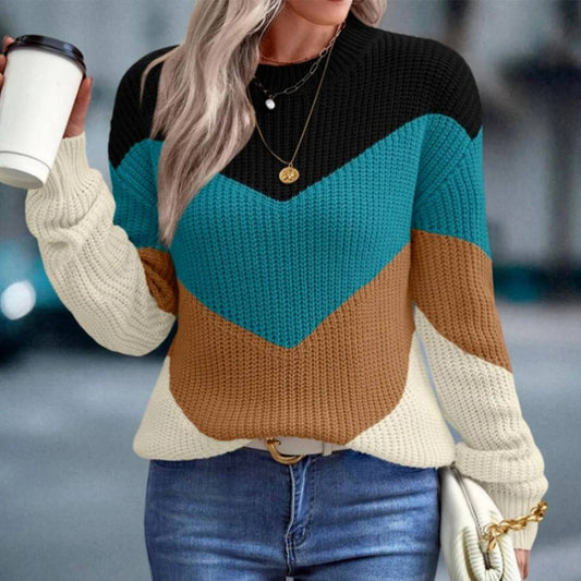 CREW-NECK PULLOVER STRIPED CASUAL SWEATER