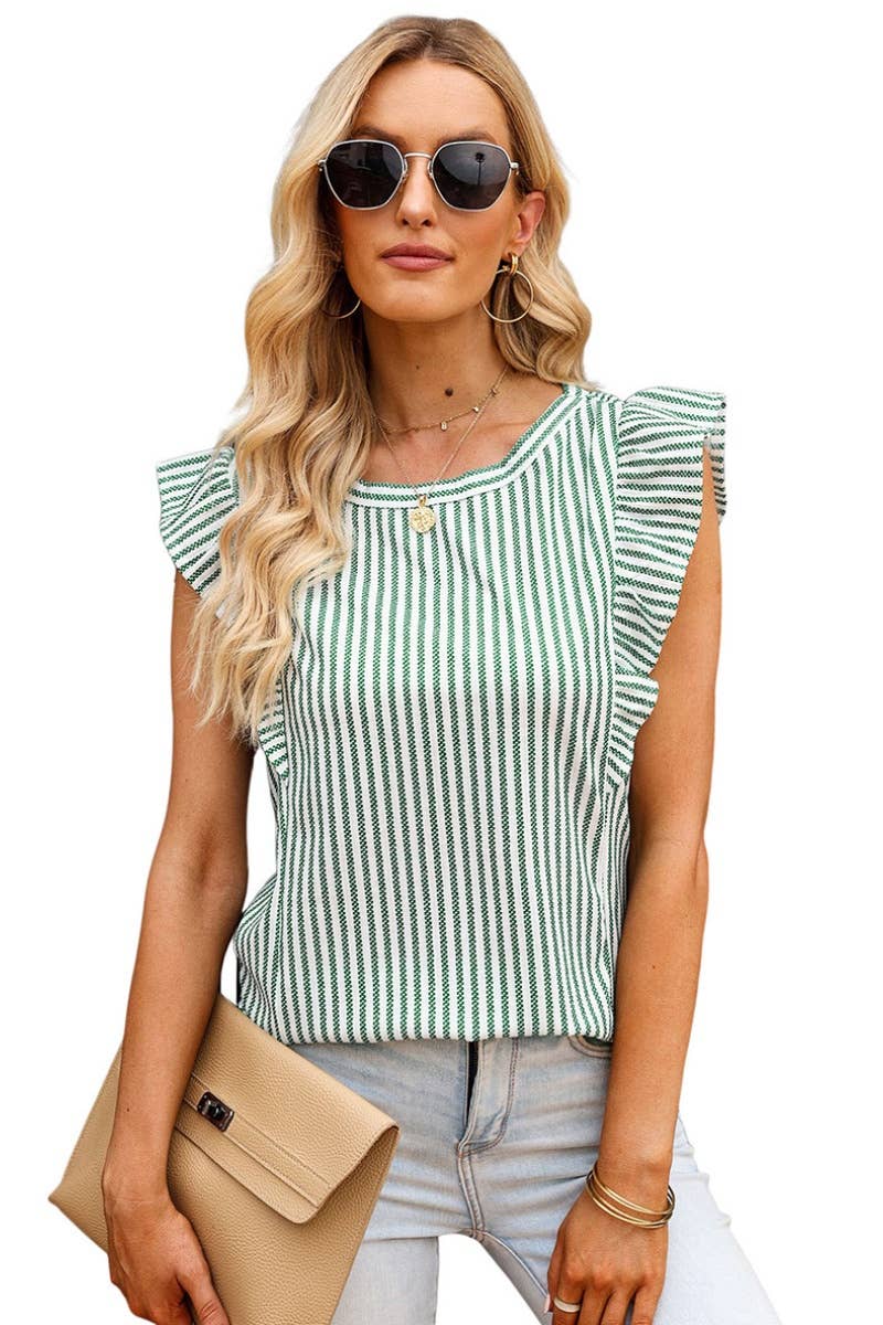 CWTBLSL0476_RUFFLED CREW NECK SLEEVELESS STRIPED TANK TOP