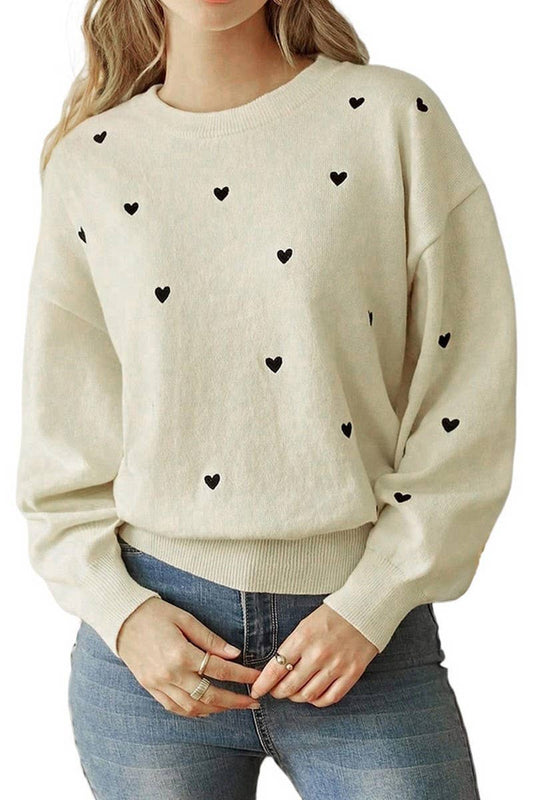 CWTBLL1233_HEART PRINT CREW NECK KNITTED SWEATER
