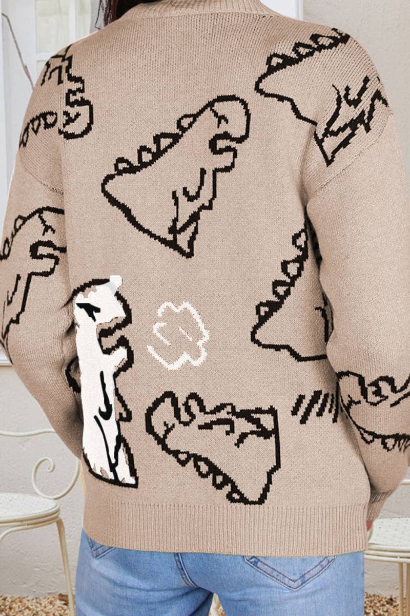 CWOSWL5171_WINTER KNITTED DINOSAUR LONG-SLEEVED SWEATER