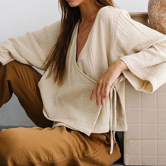 Design sense one piece V-neck lazy casual top