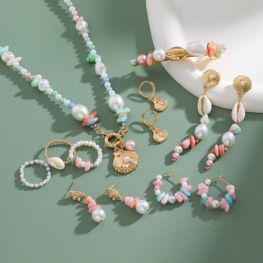 WOMEN'S COLORFUL PEARL SHELL BEADED NECKLACE
