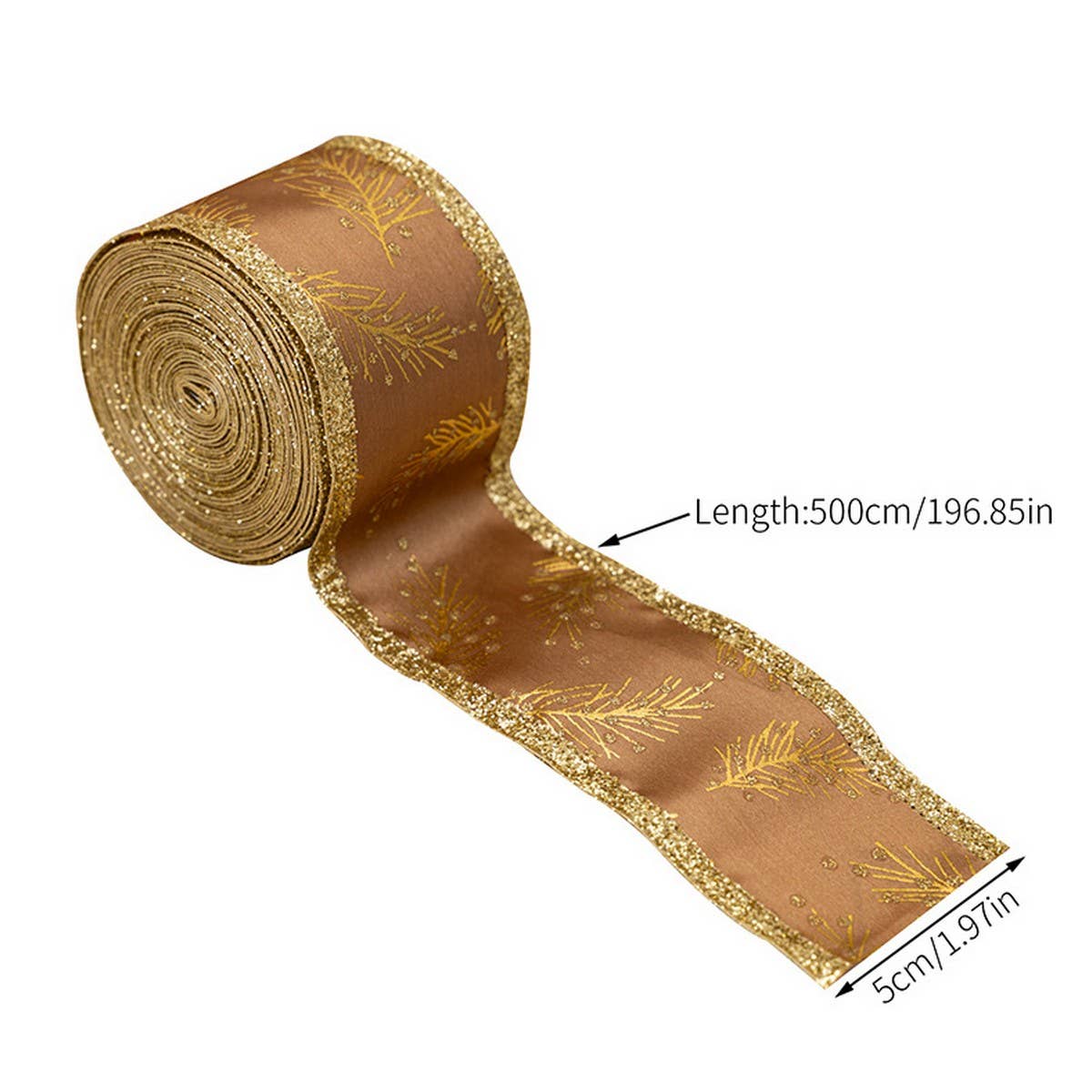 CWMM10201_CHRISTMAS GLITTER RIBBON GOLD GIFT WRAP BOW CRAFT