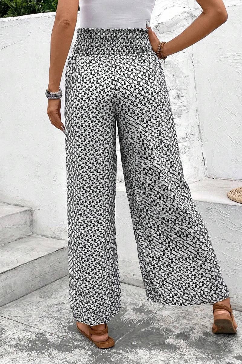 CWBMP0144_SUMMER FASHION FLORAL SPLIT WIDE-LEG PANTS