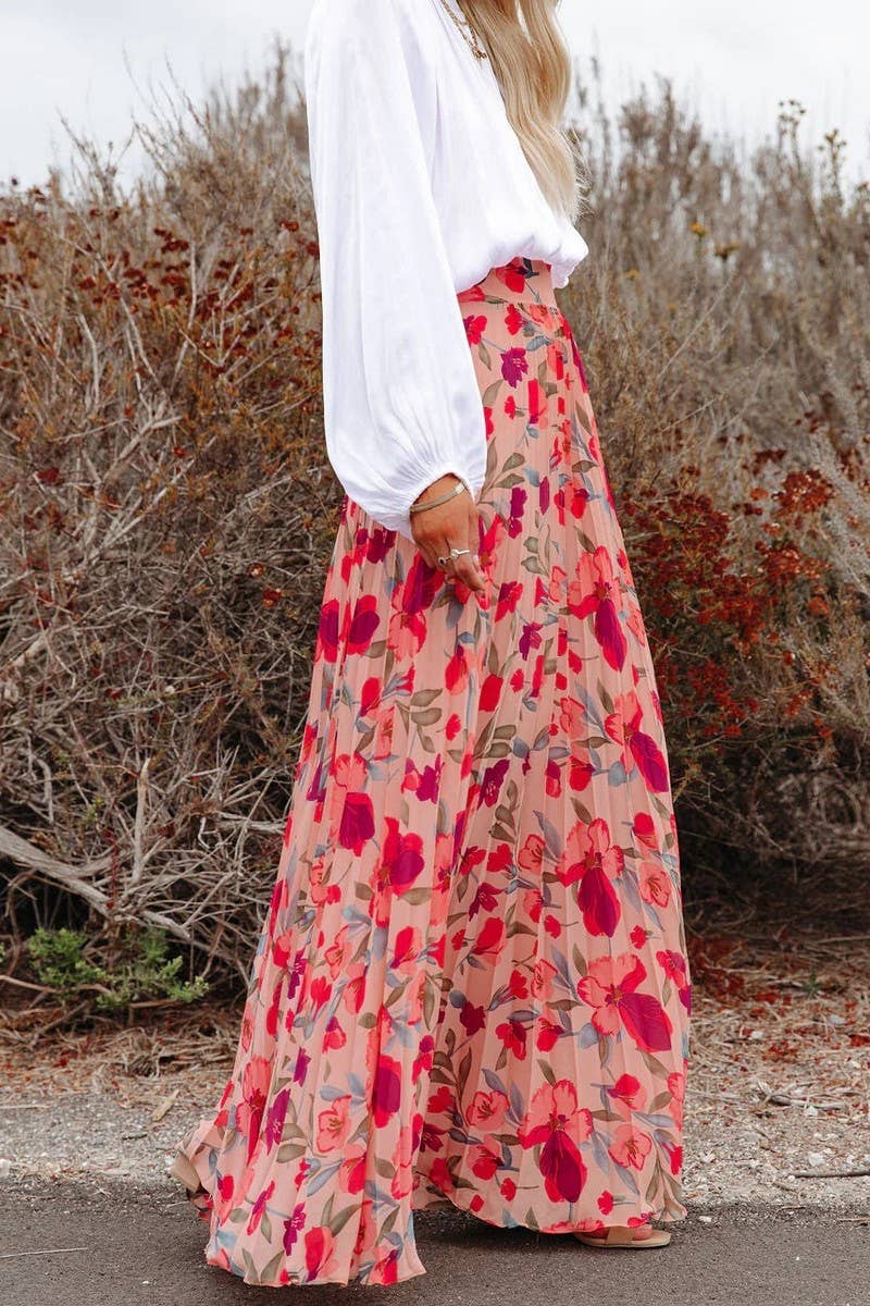 CWBLS0543_SPRING AND SUMMER ELEGANT PRINTED LOOSE SKIRT