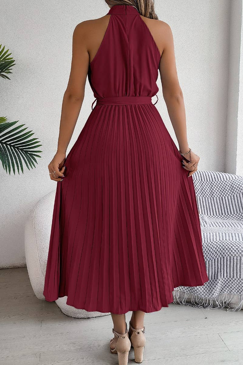 CWDMD2687_SUMMER SLEEVELESS SKIRT WITH WAIST PLEATED