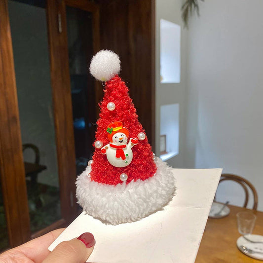 CUTE PLUSH CHRISTMAS PEARL HAT HAIRPIN HEADDRESS