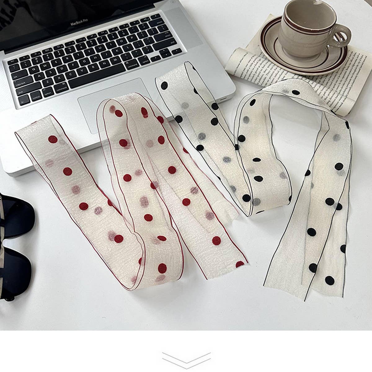 NEW POLKA DOT LACE SCARF HEADBAND