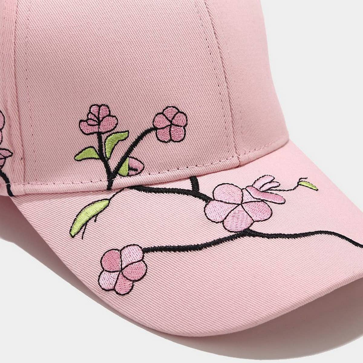 Embroidered Peach Blossom Cotton Baseball Cap CWAH1639