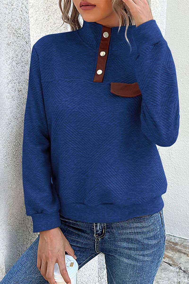 CWTBLL2882_LONG-SLEEVED HOODIE WITH HALF-OPEN BUTTON