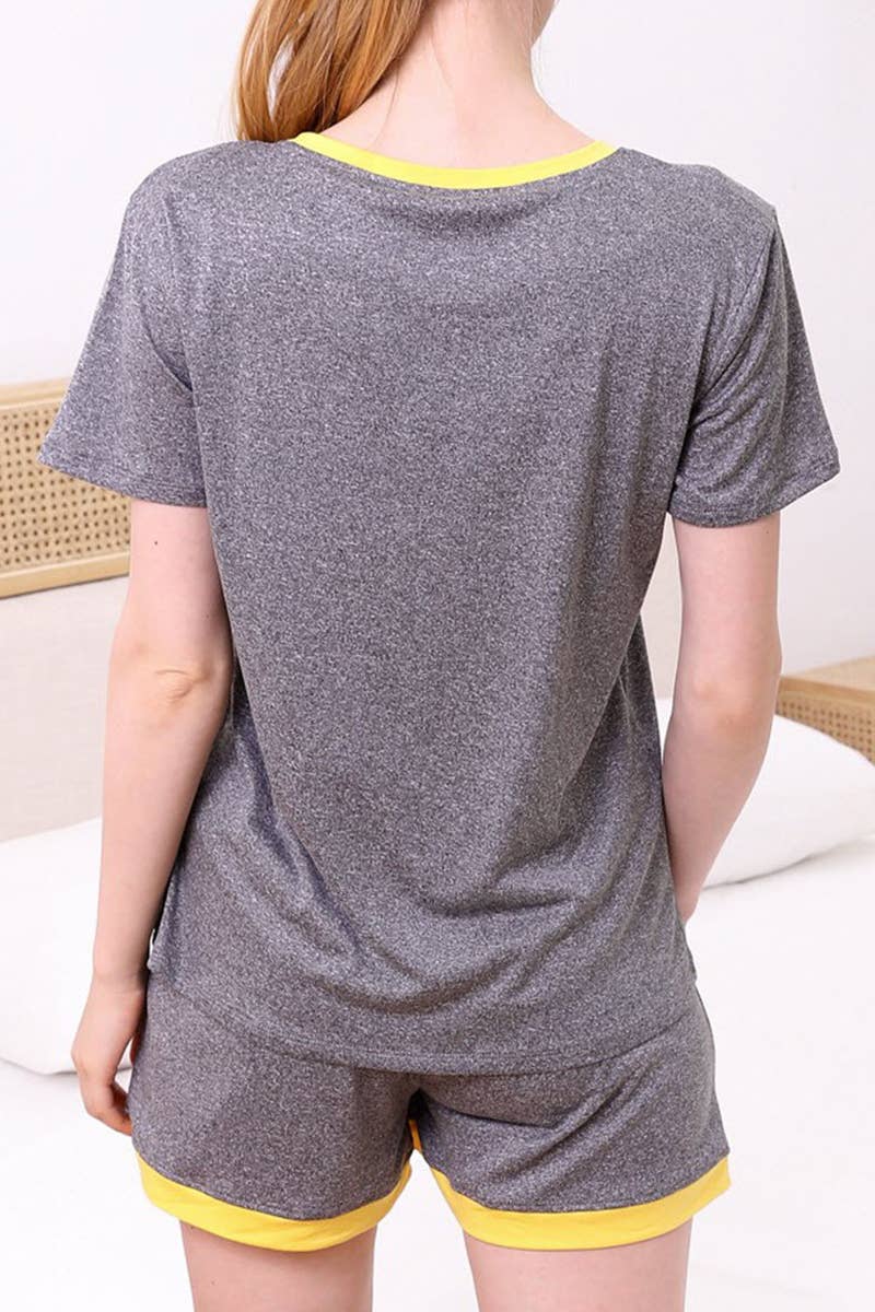 CWSPJ031-P_SHORT SLEEVE TOP WITH SHORTS PAJAMA SET