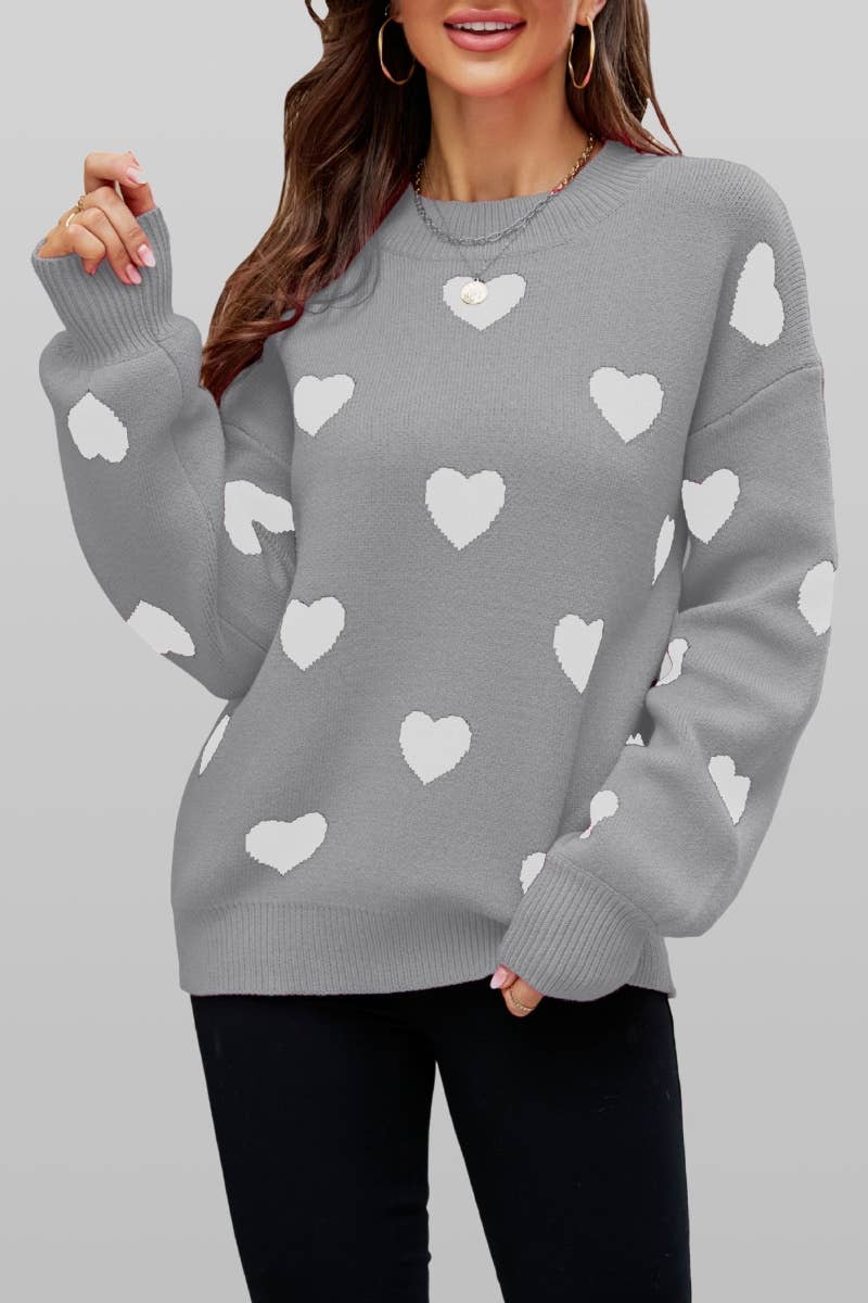 CWOSWL5841_LOVE CREW-NECK LONG-SLEEVED SWEATER