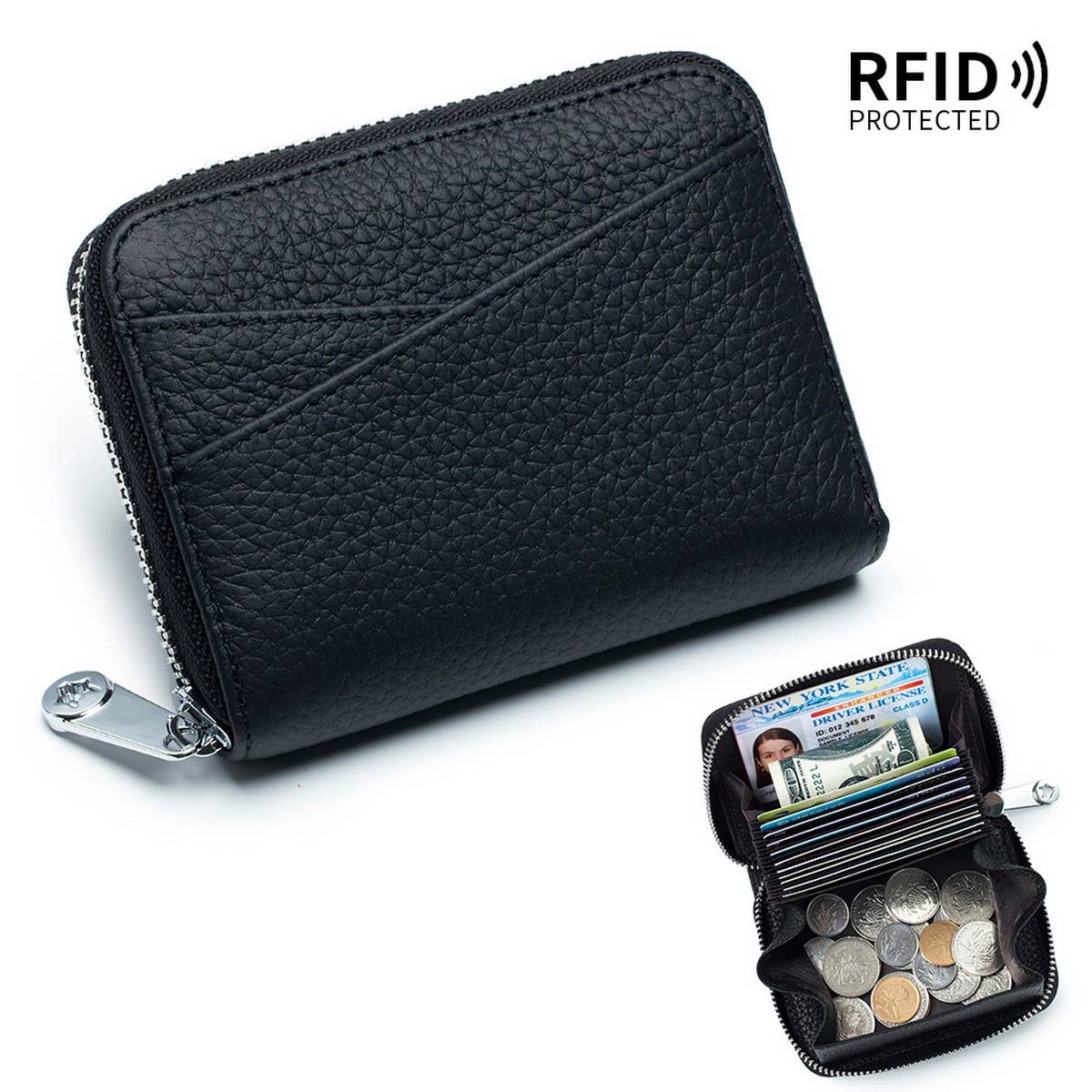 COIN PURSE ZIPPER GENUINE LEATHER CARD HOLDER_CWAB3829