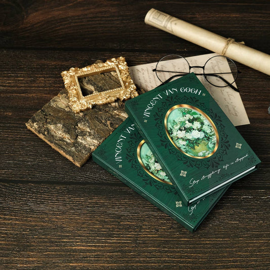 GREEN RETRO ROSE THICK NOTEBOOK