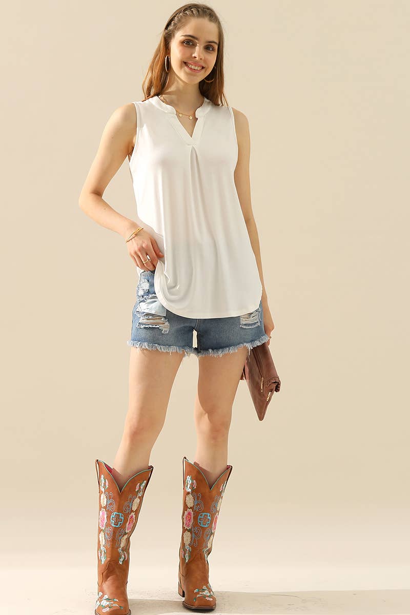 CWTTSL192-P_JOHNNY COLLARS SLEEVELESS BLOUSE SHIRTS TOPS