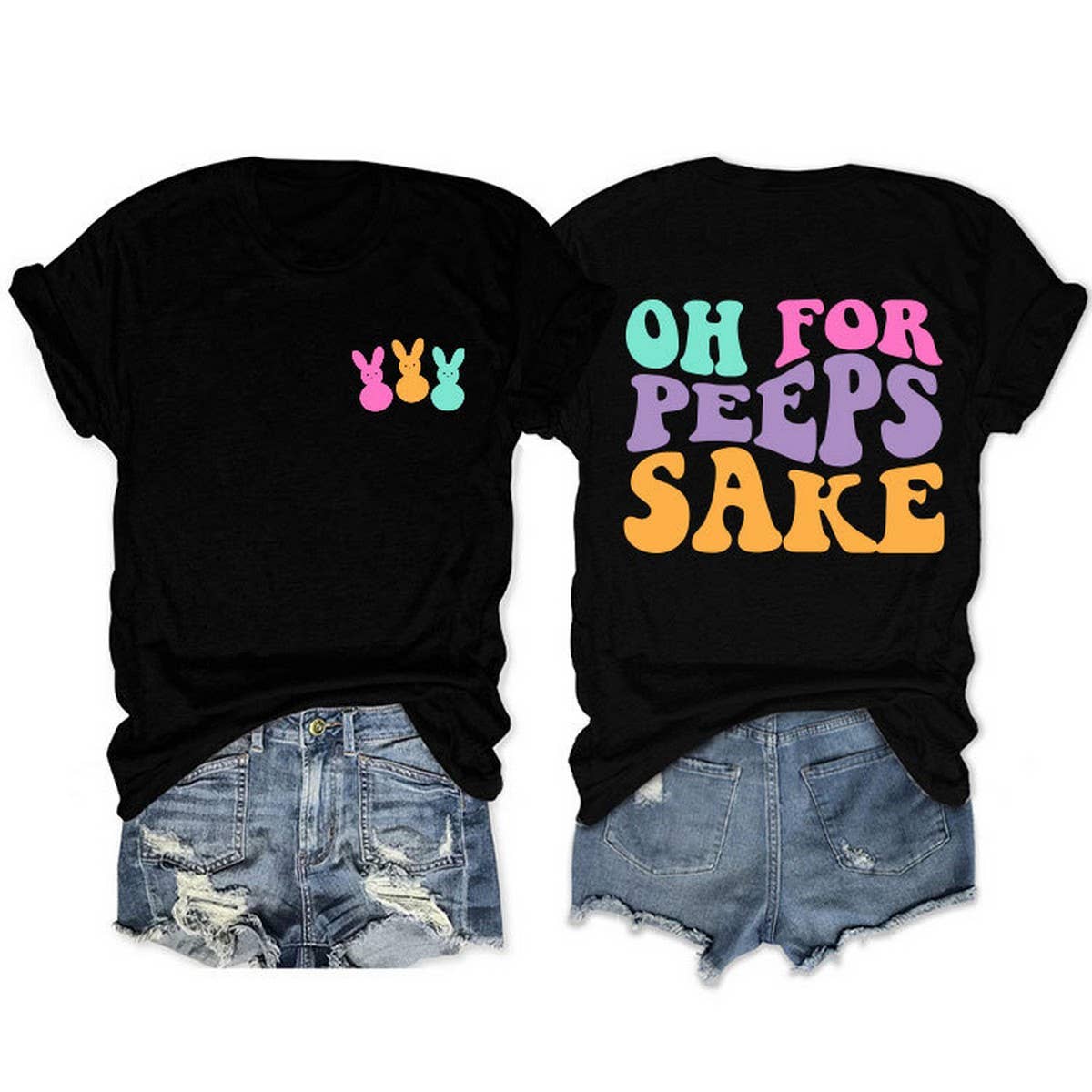 EASTER ALPHABET PRINT ROUND NECK SHORT SLEEVE TEES_CWTTS0809