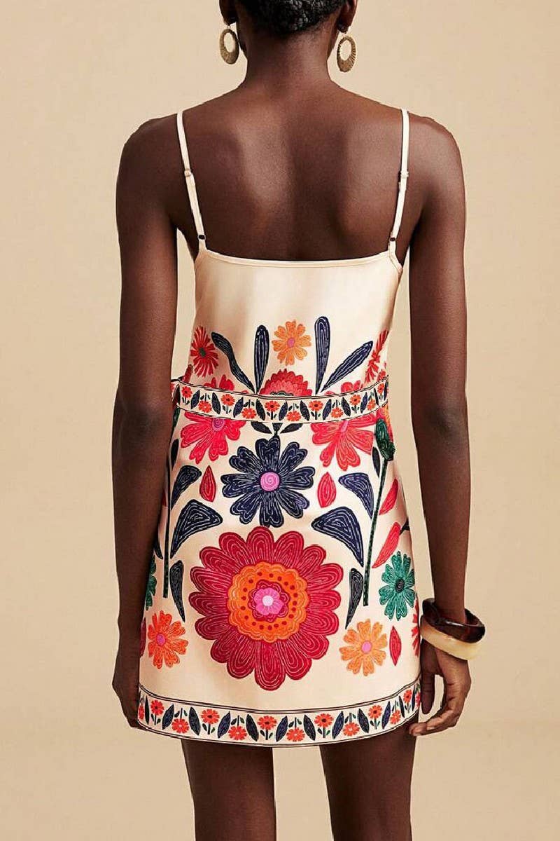 CWDSD10503_CASUAL V NECK TIE STRAP VACATION SLIP DRESS