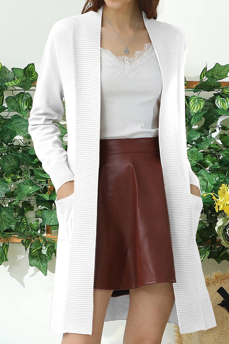 AWOCAL311_LONG SLEEVE OPEN FRONT CARDIGAN WITH SIDE POCKETS