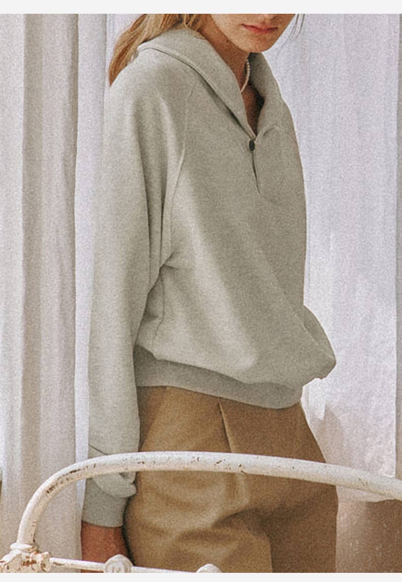 Design sense lapel pure cotton retro hoodie