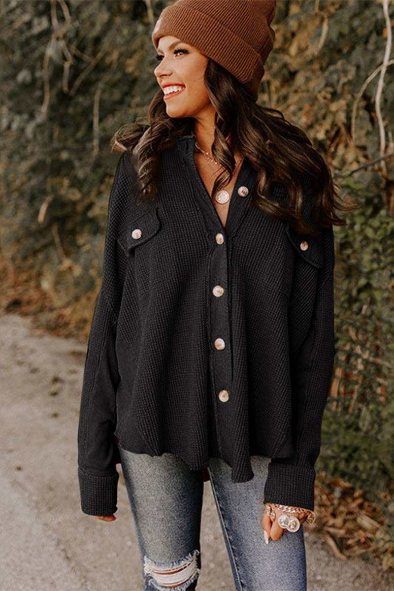 CWTSTL2380_SPRING AUTUMN BUTTON MEDITATION SHIRT TOP