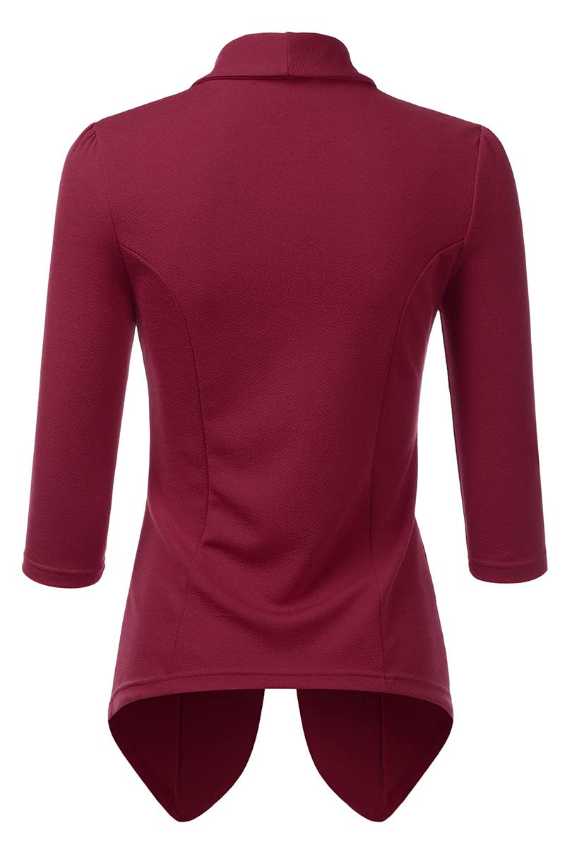 CWOBL089_Casual Work 3/4 Sleeve Open Front Blazer