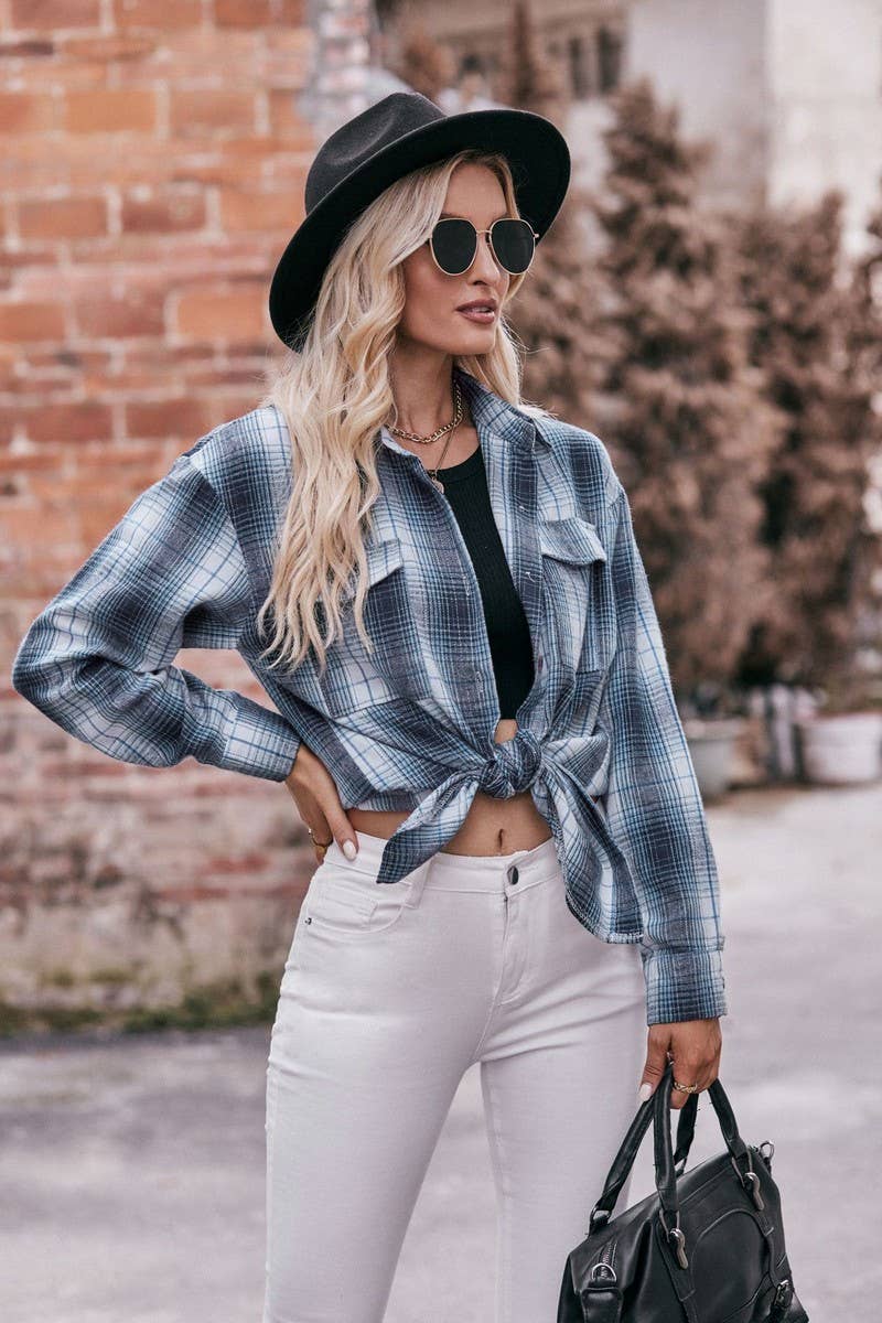 CWTSTL1691_OVERSIZE LOOSE LONG SLEEVE PLAID SHIRT