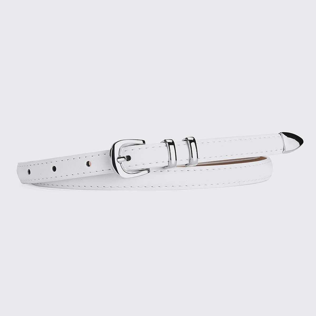 CWABE0881_SIMPLE AND VERSATILE SILVER BUCKLE BELT