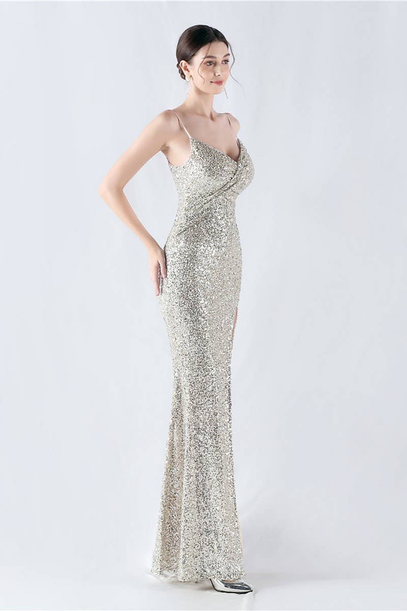 CWDMD4825_ELEGANT SEXY HIGH-SLIT SLING EVENING DRESS