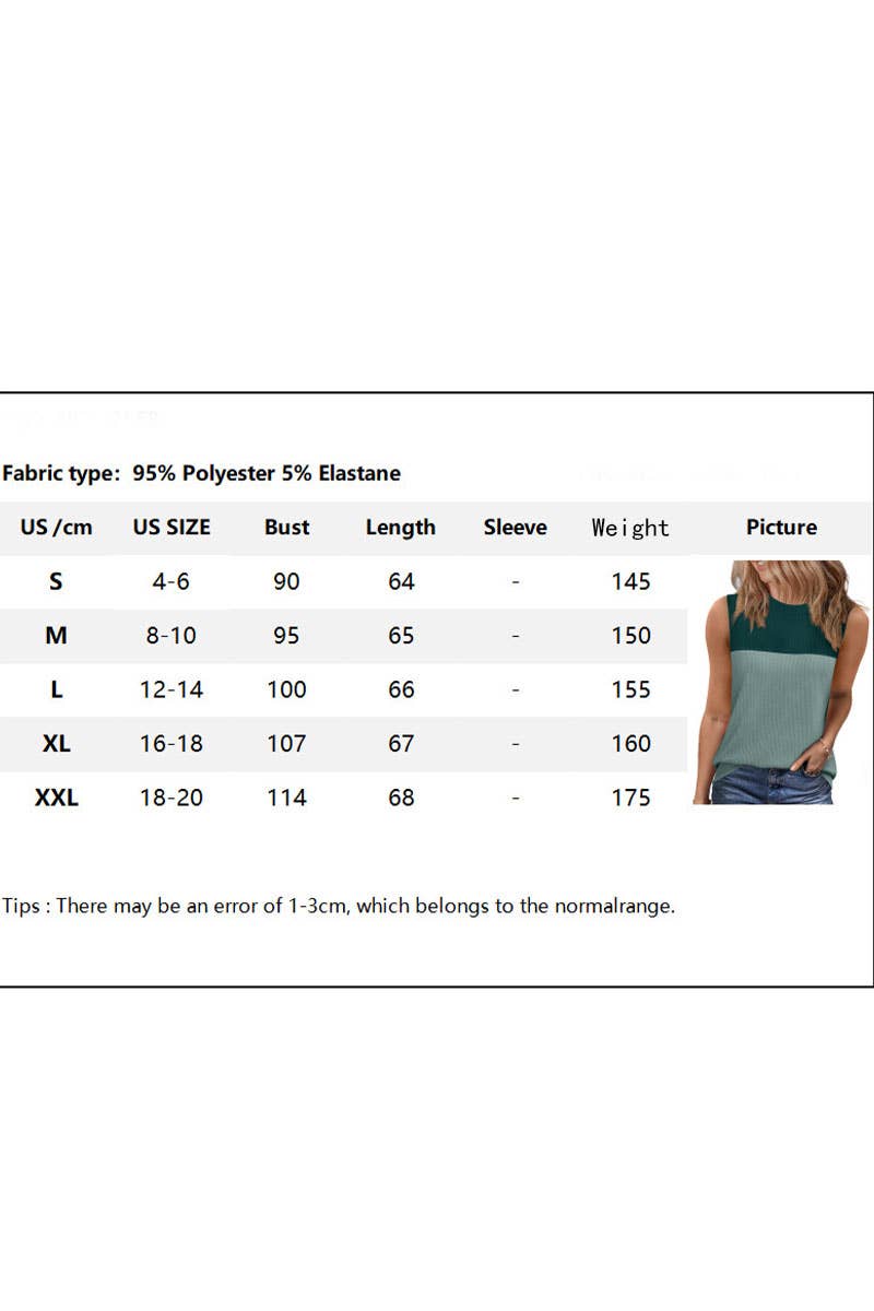 CWTTSL0329_SUMMER ROUND NECK COLOR BLOCKING VEST