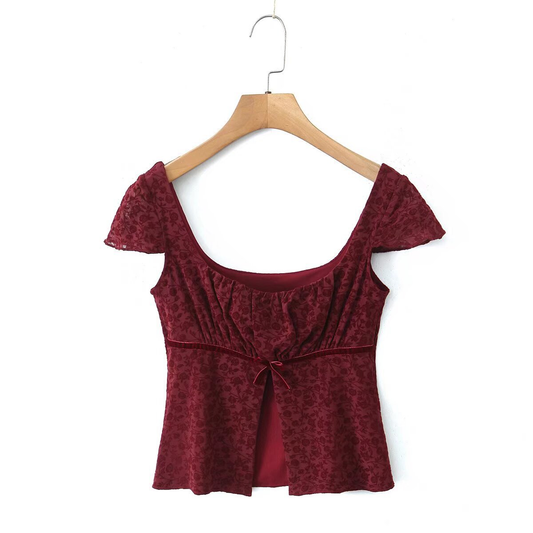 Elegant Split Blouse ? Bow Accent Design
