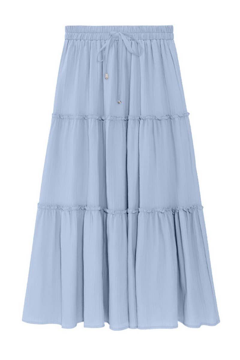 CWBLS0557_CASUAL SOLID PATCHWORK ELASTIC WAIST MAXI SKIRT