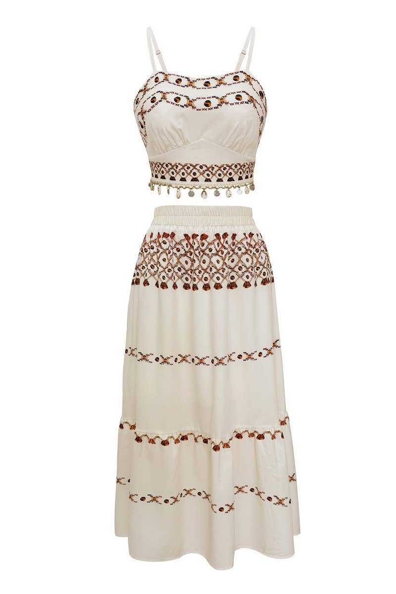 CWSS1127_ASSEL RIBBON TOP AND SKIRT TWO-PIECE SET