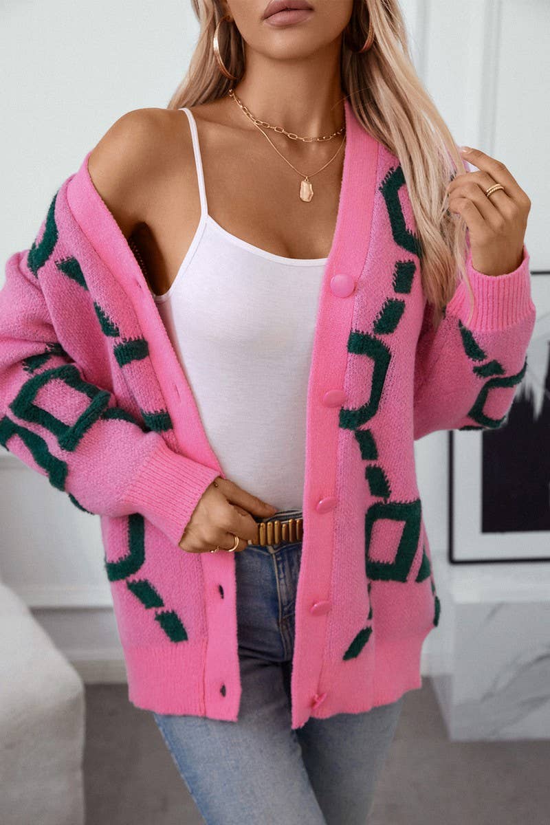 CWOCAL0860_TERRY EMBROIDERED LETTER BUTTON KNIT TOP