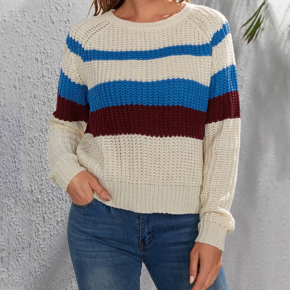 COLOR CONTRAST PATCHWORK TURTLENECK SWEATER
