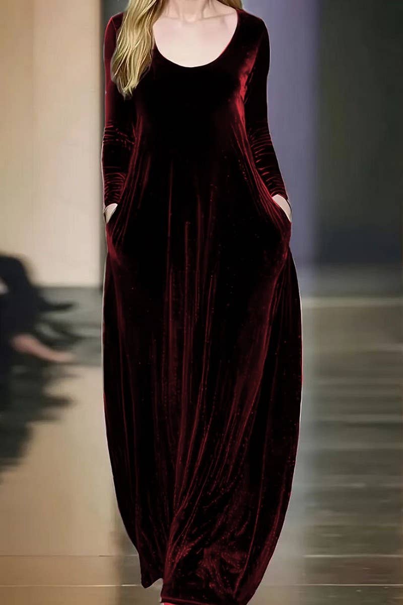 CWSTB00479_2025 VELVET LONG SLEEVE ELEGANT MAXI DRESS