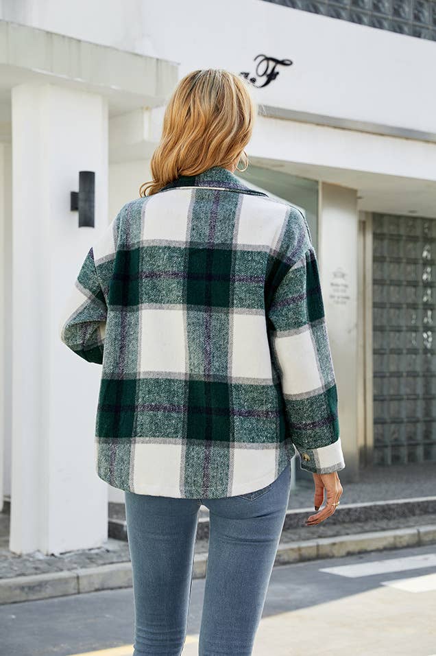Casual loose pocket wool shirt jacket